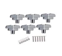 6 clavijas de afinación de guitarra de aleación de zinc, cabezales dorados para guitarra acústica clásica folk, afinadores de repuesto con botones en forma de T, tornillos de montaje, 4 mm(Silver)