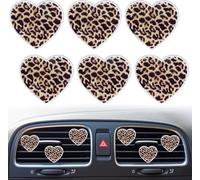 6 clips ambientadores de coche con diseño de corazón de leopardo, accesorios de decoración de ventilación con estampado de animales, difusores de aroma de larga duración para mujeres y niñas, bonitos