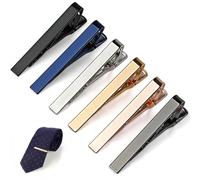 6 clips de corbata para hombre, 6 colores clásicos brillantes y brillantes, regalo ideal para padre, marido, novio, negocios, boda, alfileres de corbata con caja de regalo, 2.3 pulgadas, metal,