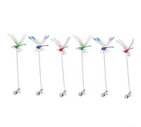 6 clips de libélula falsa, ahuyenta a las moscas con 36 clips de libélula falsa 3D, decoración de jardín, impermeable, para exteriores, clip de barra de libélula falsa para ciervos y caballos (6