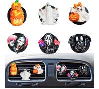6 clips de ventilación de coche de Halloween, lindo calabaza, fantasma, coches, esqueleto, murciélago, ambientador, encanto de aire acondicionado, decoración de clip de salida de aire acondicionado