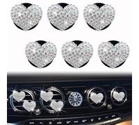 6 clips de ventilación de cristal en forma de corazón, difusor de cristal en forma de corazón, accesorios decorativos interiores para mujer (blanco)