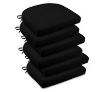 6 cojines negros para sillas de 50 x 50 x 5 cm, antideslizantes, con lazos, cojines decorativos para interiores y exteriores, cómodos para jardín y hogar