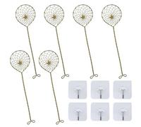 6 coladores de cocina de acero inoxidable, colador acero inoxidable, colador para olla caliente, dorado, reutilizables, con 6 ganchos transparentes, para ollas calientes, alimentos fritos, pasta