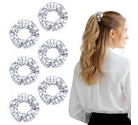 6 coleteros para el pelo con lentejuelas y bola de discoteca, metálicos con purpurina plateada, accesorios para el cabello retro brillantes para mujeres y niñas, recuerdos de fiesta
