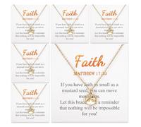 6 collares de semillas de mostaza, delicado chapado en oro, joyería cristiana, regalos para mujeres, dije de montañas en movimiento, joyería de semillas de mostaza, collar de fe cristiana de acero