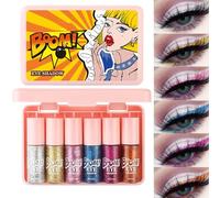 6 Color Glitter Liquid Eyeshadow Set, Waterproof High-Shine Eye Makeup with Smudge-Proof Finish, Sparkling Formula for Cosplay, Photoshoots, and Party Glams, 6 Pieces