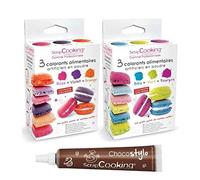 6 colorantes alimentarios en polvo violeta naranja púrpura azul púrpura + Tubo de chocolate para decorar