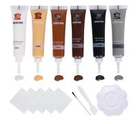 6 Colores Cuero Liquido Reparador, Crema de Reparación de Cuero con Pincel y Paleta Reparador Cuero Asientos Coche Negro, Blanco Beige Cuero Liquido para Sofá, Chaqueta de Cuero, Zapatos, Abrigos