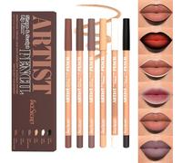 6 Colores Mate Terciopelo Set Perfilador de Labios, Suave textura cremosa, a prueba de agua pigmentada natural de labios de maquillaje, suave de larga duración Juego de lápices perfiladores (#E)