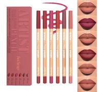 6 Colores Mate Terciopelo Set Perfilador de Labios, Suave textura cremosa, a prueba de agua pigmentada natural de labios de maquillaje, suave de larga duración Juego de lápices perfiladores (#C)