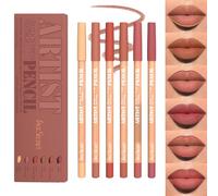 6 Colores Mate Terciopelo Set Perfilador de Labios, Suave textura cremosa, a prueba de agua pigmentada natural de labios de maquillaje, suave de larga duración Juego de lápices perfiladores (#D)