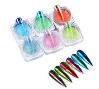 6 colores Mezcla de colores Brillo en polvo de lentejuelas para uñas - Efecto de espejo metálico Kit de brillo de uñas iridiscente para esmalte de gel Decoración de uñas - 165