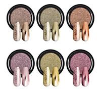 6 Colores Polvo UñAs Cromado Oro Rosa- BISHENGYF Polvo UñAs Cromado Rosa, Polvos Cromados UñAs Cobre MetáLico Efecto Espejo, Pigmentos En Polvo UñAs Plateados Para DecoracióN De UñAs Con Purpurina