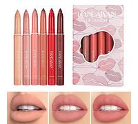 6 colores Velvet Nude Labios Maquillaje Mate Lápiz labial a prueba de agua Lápices Sexy Smooth Crayon Lipliner Charming Lip Stick Tint A prueba de manchas Lápices labiales portátiles Maquillaje # A