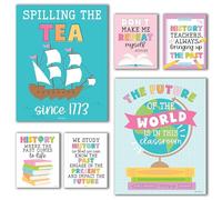 6 coloridos carteles de historia de Estados Unidos, decoraciones de aula de estudios sociales, suministros para profesores de historia, pósteres de estudios sociales, pósteres de historia mundial para