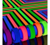 6 Colors Neon Gaffer Cloth Tape, Fluorescent Uv Blacklight Glow In The Dark Tape for Uv Party 15mm*5m