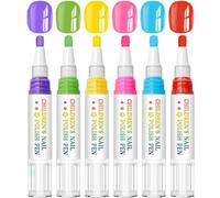 6-Colors Waterproof Peel Off Quick Dry Stamp | Kids Nail Paint Pens | Nail Doodle Pen Set - For Girl Finger Manicure Birthday Christmas