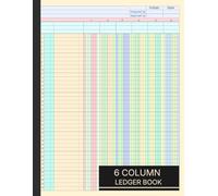 6 Column Ledger Book: Colorful Accounting & Bookkeeping Notebook |Columnar Analysis Account Pad for Small Businesses | 8.5 x 11 Inches, 80 Pages