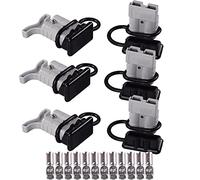 6 conectores de batería de 50 amperios, conexión rápida, desconexión + 3 piezas 50 A, mango conector de alimentación de batería + 6 tapas antipolvo (8 Awg, Gris)