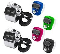 6 contadores de clicker electrónicos, 2 contadores de Cuentas de Mano de Metal con cordón y 4 contadores de Dedos Digitales electrónicos LED, Contador de Paso, para Contar Golf, mercancías, Tejer