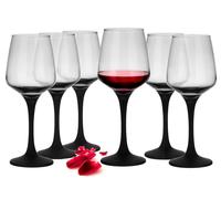 6 Copas de Vino 360ml con Negro Mangos Copas de Vino Tinto Blanco Copa de Vino