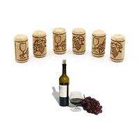 6 corchos para manualidades, corchos de vino, para manualidades, tapones de corcho con patrón, tapones de corcho para botellas de vino, botellas de cristal, decoración, bricolaje (21 x 39 mm)