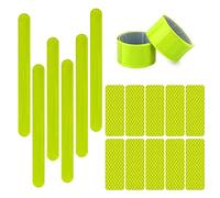 6 Correas Fluorescentes (30 cm), con 10 Tiras Reflectantes, Correas Reflectantes a Prueba de Sol, para Correr, Montar, Senderismo, Camping (Amarillo - Verde)