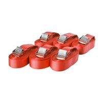 6 Correas tensoras con Cierre de sujeción, Correas de Amarre con una Capacidad de hasta 250 kg,Fabricadas según DIN EN 12195-2, Longitud 3m / 4m / 5m / 6m de Ancho 25 mm (Rojo, 6 m)