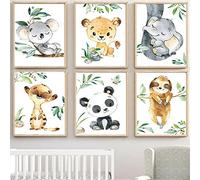 6 Cuadros Animales Selva Habitacion Infantil Safari Impresion en Lienzo Laminas Decorativas Para Enmarcar Poster Bebe Dormitorio Niño Decorativas Pared 21 x 30 cm sin Marco