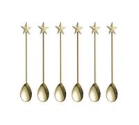 6 cucharas de café con forma de estrella, largo, cucharas para agitar, aleaciones de zinc, cucharadita, postre, aperitivos, cuchara apta para lavavajillas, aleaciones de zinc, recto
