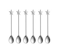 6 cucharas de café con forma de estrella, largo, cucharas para agitar, aleaciones de zinc, cucharadita, postre, aperitivos, cuchara apta para lavavajillas, aleaciones de zinc, recto