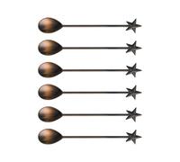 6 cucharas de café con forma de estrella, largo, cucharas para agitar, aleaciones de zinc, cucharadita, postre, aperitivos, cuchara apta para lavavajillas, aleaciones de zinc, recto