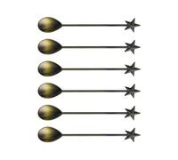 6 cucharas de café con forma de estrella, largo, cucharas para agitar, aleaciones de zinc, cucharadita, postre, aperitivos, cuchara apta para lavavajillas, aleaciones de zinc, recto