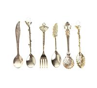 6 cucharas de café vintage Royal con tenedor para helado y postre