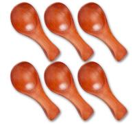6 cucharas de madera pequeñas, 8,5 cm, mini cucharas de sal, mango corto, cubiertos de madera, para postre, cucharas de azúcar, café, especias