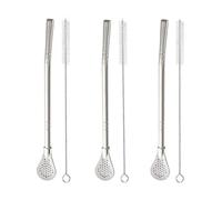 6 Cucharas Filtrada Pajitas, Pajitas de Cuchara, Cuchara de Filtro de Pajitas de Acero Inoxidable, Filtrada Pajitas, Cuchara de Paja de Mango Largo de Metal, para Batidos, Café, Cócteles