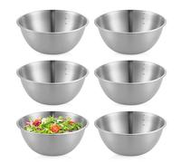 6 cuencos de acero inoxidable, 700 ml, juego de ensaladera, ensaladera de 17 cm de diámetro, cuenco de acero inoxidable, apilable, placa de acero inoxidable, para cocina, restaurante, cena familiar