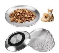 6 cuencos planos de acero inoxidable para gatos: 17 cm, cuencos antideslizantes para gatos de acero inoxidable contra la fatiga de los bigotes, resistente y duradero, cuenco plano para gatos y gatitos
