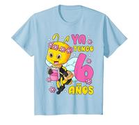 6º cumpleaños Chica/Ya Tengo 6 años/Abeja/niña 6 años Camiseta, Niños, Azul Bebé, 8 años
