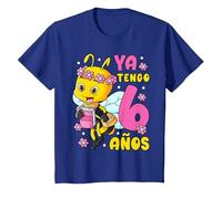 6º cumpleaños Chica/Ya Tengo 6 años/Abeja/niña 6 años Camiseta, Niños, Azul Real, 12 años