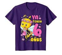 6º cumpleaños Chica/Ya Tengo 6 años/Abeja/niña 6 años Camiseta, Niños, Morado, 4 años