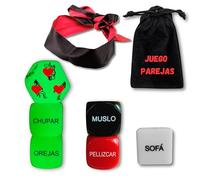 6 Dados Eróticos para Pareja + 1 Bolsa De Terciopelo Negra + Targeta con Instrucciones- Juegos De Parejas Adultos Español - Regalo Original para San Valentín (6 Dados (Blanco) + Antifaz)