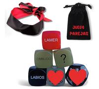 6 Dados Eróticos para Pareja + 1 Bolsa De Terciopelo Negra + Targeta con Instrucciones- Juegos De Parejas Adultos Español - Regalo Original para San Valentín (Antifaz + 6 Dados)