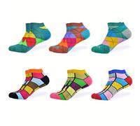 6 de Calcetines Invisibles para Hombre, Divertidos y Coloridos a Cuadros, Cómodos, Transpirables y Suaves