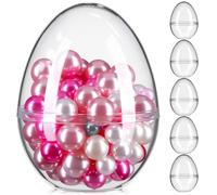 6 de Pascua gigantes rellenables, bolas de plástico transparente que se pueden abrir, gigantes, cajas de galletas, bolas vacías para llenar recuerdos de fiesta,
