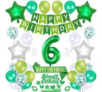 6. Decoración de cumpleaños para niño, globo de 6º cumpleaños, sashes Happy Birthday Banner Látex, Estrella Globo de papel de aluminio, decoración para tartas, decoración de tartas, decoración para