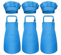 6 delantales infantiles y sombrero de cocinero, delantales de chef con bolsillos, niñas y niños ajustables, delantales de cocina, jardín, delantales de cocina infantil para pintura artesanal (7-13