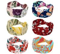 6 diademas anchas para mujer, diseño de flores florales 3D, turbante elástico, banda antideslizante para el cabello, bandas de entrenamiento para el sudor, accesorios para el cabello