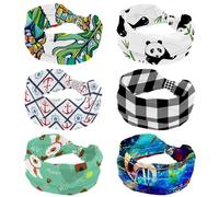 6 diademas anchas y suaves para mujer, diseño de panda National Treasure de bambú, antideslizantes, para yoga, fitness, viajes, gimnasio, accesorios para el cabello